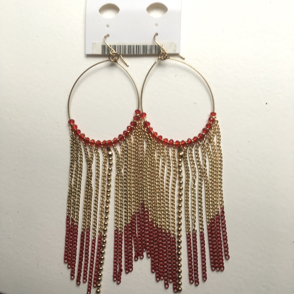 red chain earrings